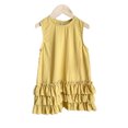 thumbnail image 1 of Qudderr Robes d'Été pour Bébés Filles Robe Décontractée à Volants Robe en Coton Lin pour Tout-Petits 6 Mois - 6 Ans, 1 of 9