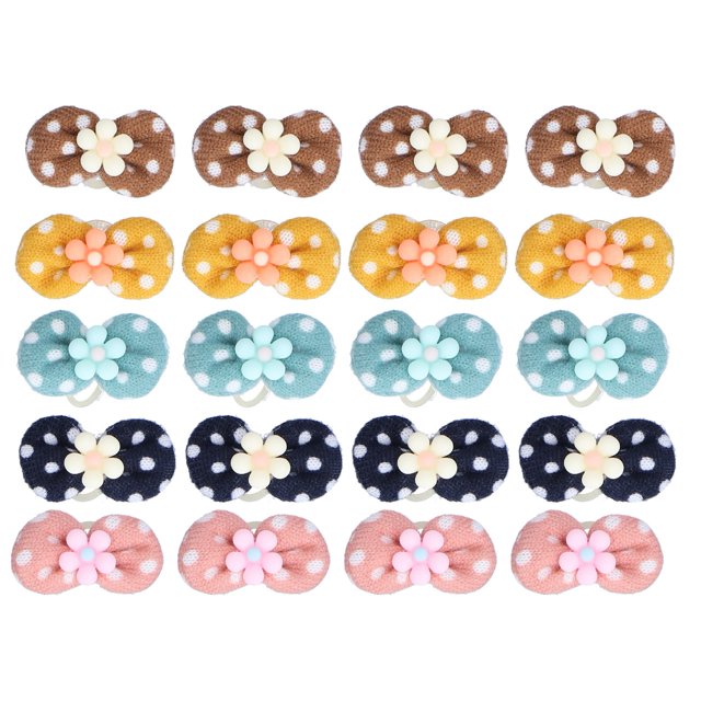 20 Pcs Cheveux de Chien Arcs Polyester Coloré Accessoires de Cheveux pour Animaux de Compagnie pour Chiens Chats Décoration