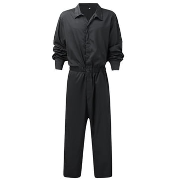 Pitauce Combinaison à Manches Longues pour Hommes, Boutonnée, Taille Élastique, Combinaison Légère en Sergé, Tenue de Travail, Combinaison une Pièce, Tenue