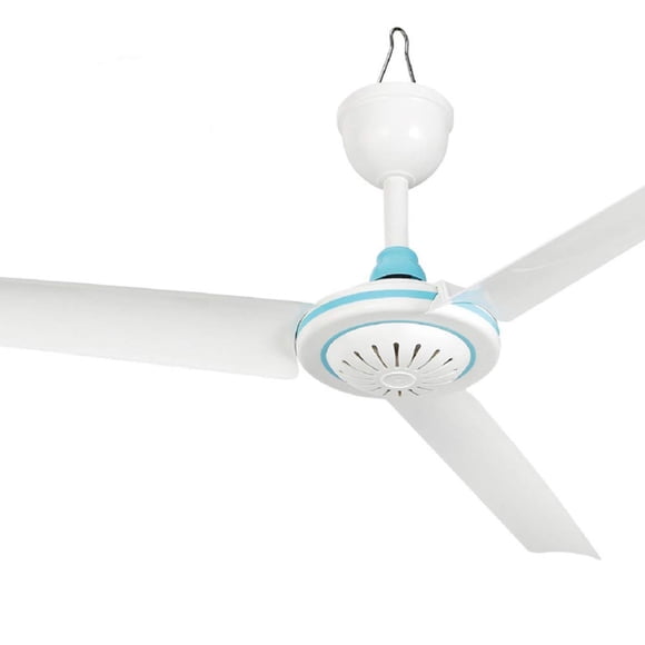 12V DC Portable Ceiling Fan – 19.7" Silent Mini Hanging Fan, Ideal for Gazebo, Tent, RV, Camping, Outdoor or Indoor Use, Plug-In or Battery Powered – White and Blue