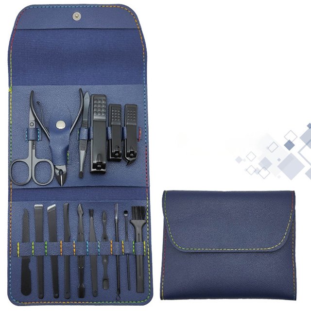 XYAIYT 16pcs Stainless Steel Nail Clippers Set with Folding Bag Cutter Kit and Scissors Portable Manicure Set for Home and Travel Includes High Grade Leather Case Rustproof