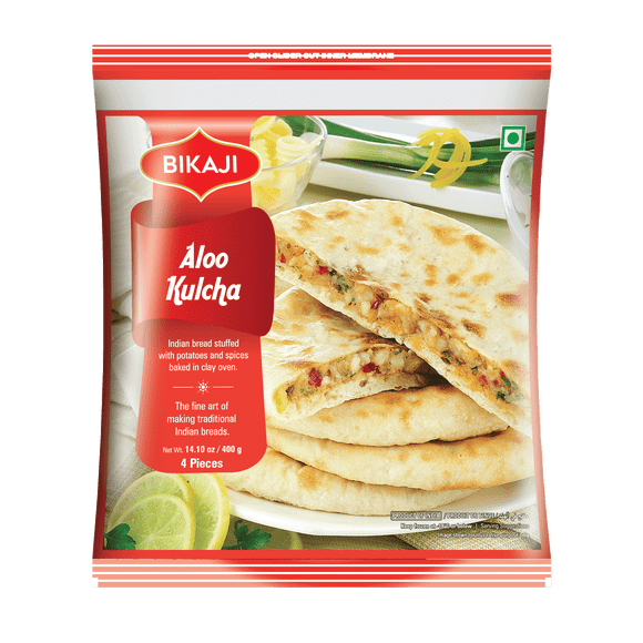 Bikaji Frozen Aloo Kulcha, 400g, Indian Bread Stuffed with Potato & Spices Baked in Clay Oven