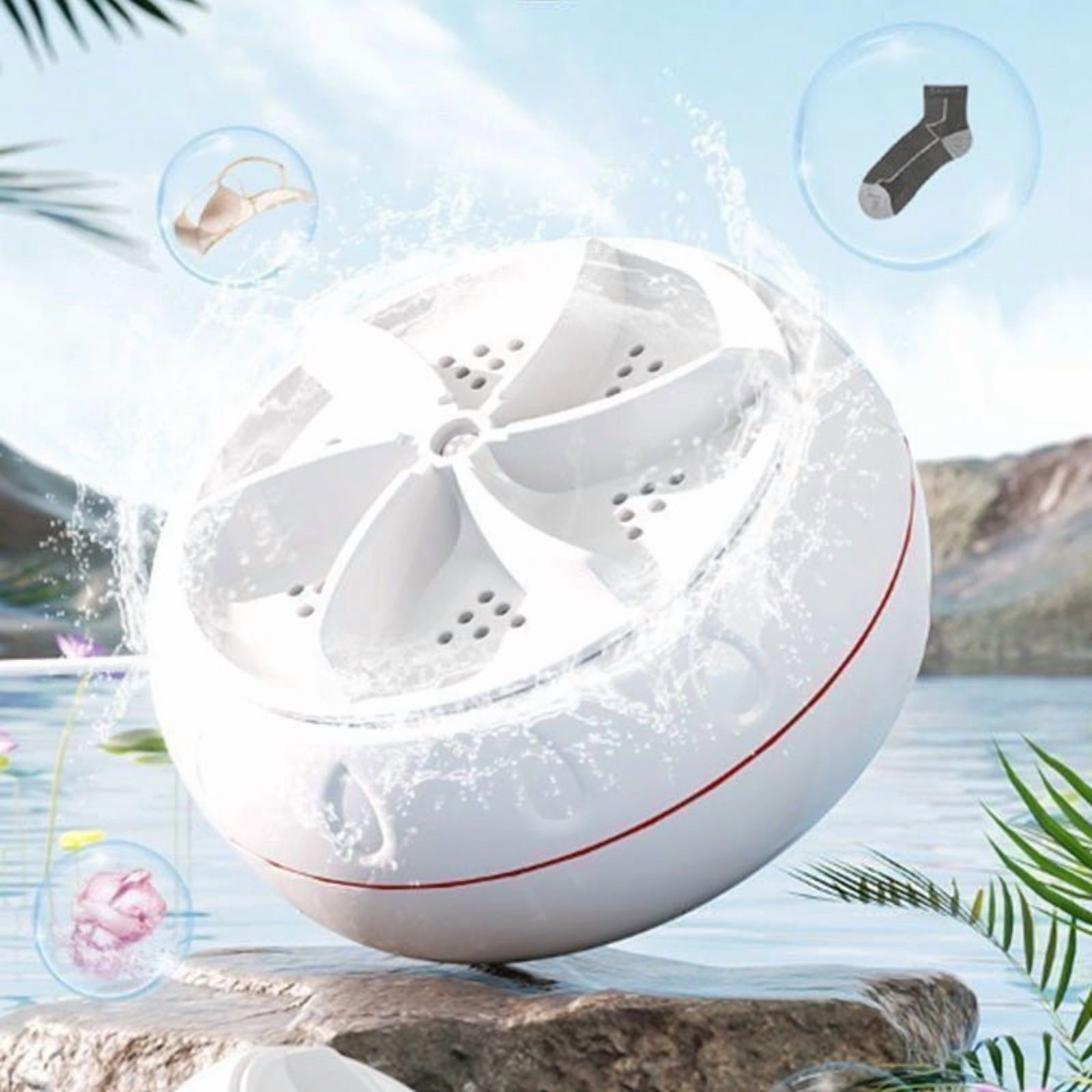 Birdeem Portable Ultrasonic Mini Washing Machine, Compact Fruit Vegetable Washer for Kitchen Home Use