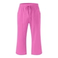 thumbnail image 3 of Plebaso Pantalons Capris Garçons Filles Coton Lin Cordon de Serrage Pantalons Décontractés Légers Raccourcis avec Poches, 3 of 5
