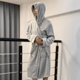 thumbnail image 2 of Ersazi Pyjama pour Filles Vêtements d'Intérieur pour Femmes Peignoir à Capuche en Flanelle Robe de Chambre Pyjama Long en Liquidation Gris TTG, 2 of 3