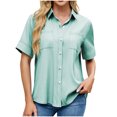 thumbnail image 2 of asjyhkr Womens Button down Shirts Short Sleeve Summer Causal Business Work Tops with Pockets Lightweight Comfy Soft Tees, 2 of 7