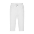 thumbnail image 4 of Lovzfmll Men's Cropped Pants, Linen Drawstring Relaxed Fit Straight Leg with Pocket, Casual Loose Fit 7/8 Length Pants, 4 of 9