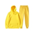 thumbnail image 1 of Innerwin Hoodies And Sweatpant Set Solid Color Mens Tracksuit Winter Hooded Warm 2 Piece Hoodie Yellow M, 1 of 2