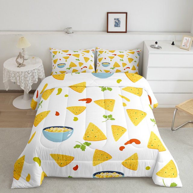 YST Mexican Style 1 Down Comforter Set, Tacos Corns Rice Bedding, Queen Size