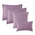 thumbnail image 3 of Clara Clark Ensemble Courtepointe 4 Pcs Lit Simple avec Taies d'Oreiller et Taies Euro, Couvre-Lit Léger en Microfibre Douce, Couvre-Lit Style Moderne Tissage Ellipse, Rêve Lavande, 3 of 4