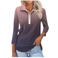 thumbnail image 1 of T-shirts pour Femmes Mode Féminine T-Shirt Imprimé Manches 3/4 Blouse Col Rabattu Décontracté, 1 of 8