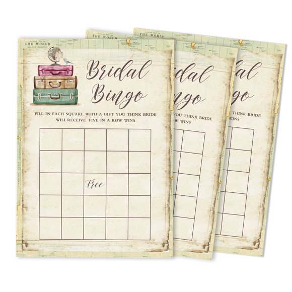 Inkdotpot Cartes pour Douche de Mariage Nuptiale Enterrement de Vie de Jeune Fille en Vrac Vierges Carrées à Remplir Idées Cadeaux 50Travellinglingogame