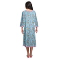 thumbnail image 3 of Moomaya Coton Femme Longueur Genou Manches 3/4 Chemise de Nuit Imprimée Tenue de Nuit, 3 of 5