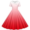 thumbnail image 2 of Zpanxa Summer Dresses for Girls Gradient Print Short Sleeve Turndown Collar Waist Button Dance Dress Polyester Spandex Red 5 Years, 2 of 6