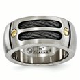 thumbnail image 1 of Edward Mirell Titanium Brushed Cable and 18k Rivet 9.25mm Band Size 10.5, 1 of 4