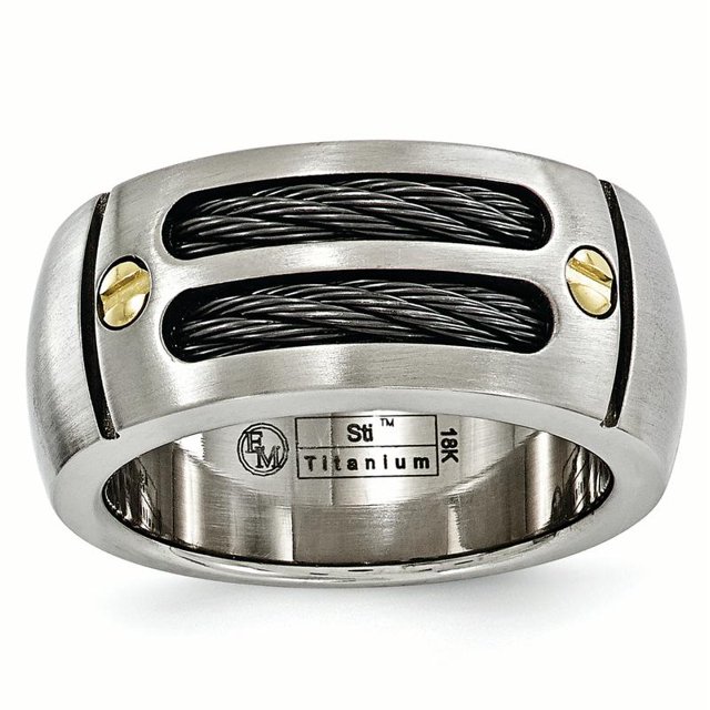 Edward Mirell Titanium Brushed Cable and 18k Rivet 9.25mm Band Size 10.5