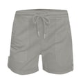 thumbnail image 3 of Plebaso 2025 Womens Drawstring Casual Shorts Elastic Waist Roll up Solid Color Summer Shorts with Pockets, 3 of 5
