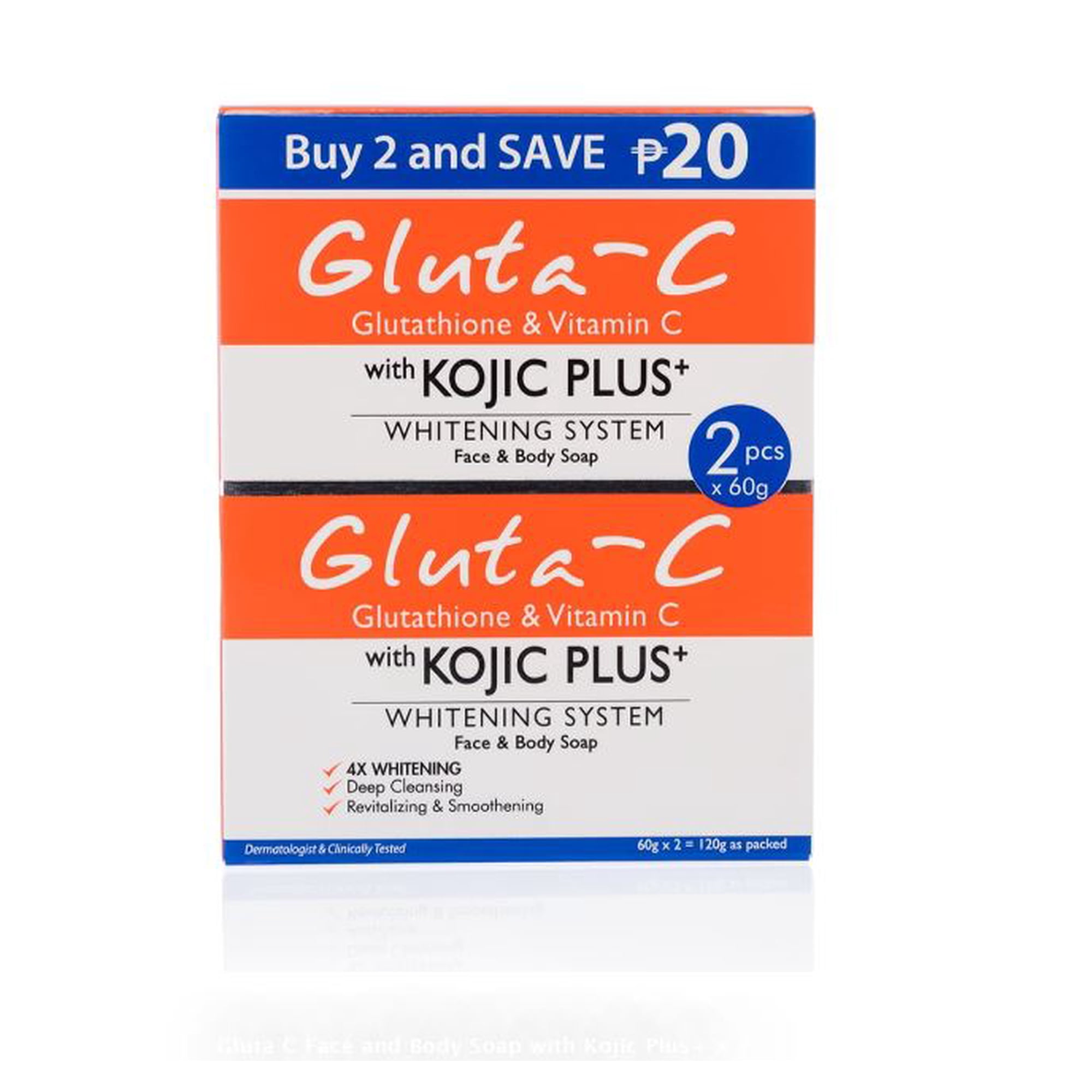 2 Pack Gluta-C Face and Body Soap with Kojic Plus+ System