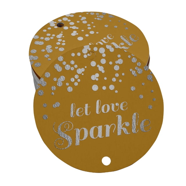 Inkdotpot Silver Foil Paper Hang Tags Let Love Sparkle Wedding Favor Tags 50 Pieces