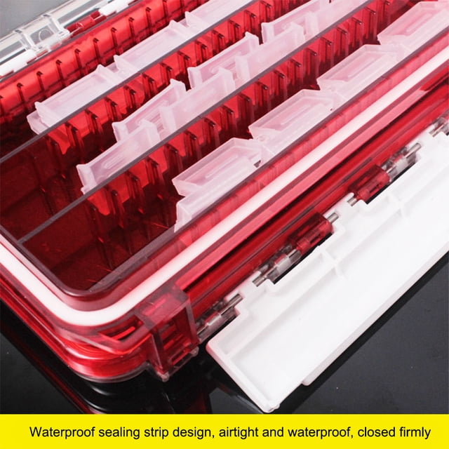 Baohd Fishing Box Storage Bait Case Lure Double-sided Waterproof Compartments Hook Gear Supply Grids Portable Capacity Translucent Blue