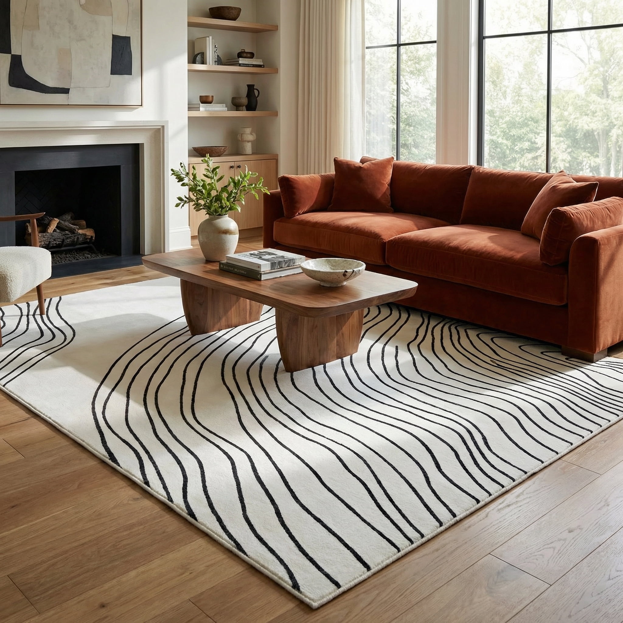 Rug Branch Minimalist Abstract Indoor Area