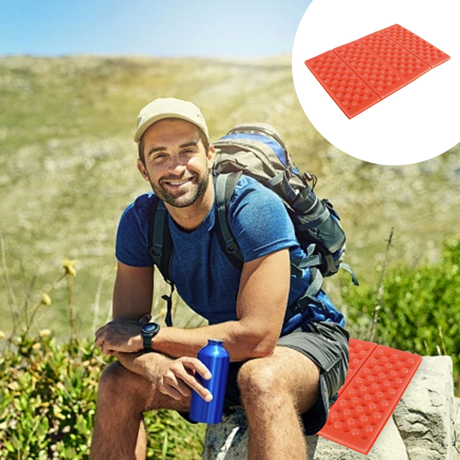 Lot De 2 Coussins Pliants Imperméables – En XPE, Isolants Et Légers – Pour Camping, Randonnée, Pique-nique – Bleu, Avec Sacs De Rangement