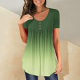 thumbnail image 4 of Baberdicy Ruched Tunic Tops for Women - Casual Short Sleeve Blouses (Leggings Matching, Spring/Summer Outfits) Green L, 4 of 5