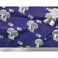 thumbnail image 2 of Soimoi Poly Georgette Fabric Bird & Mushroom Block Print Sewing Fabric Yard 42 Inch Wide, 2 of 3