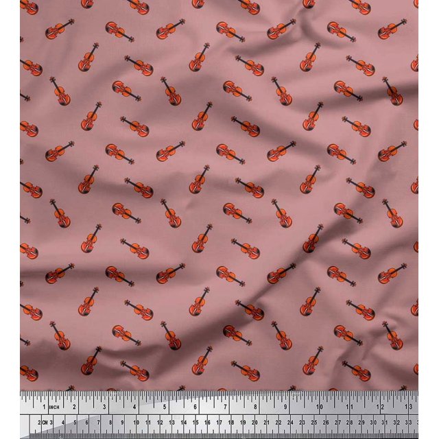 Soimoi Cotton Duck Fabric Guitar Musical Instrument Print Fabric by Yard 42 Inch Wide