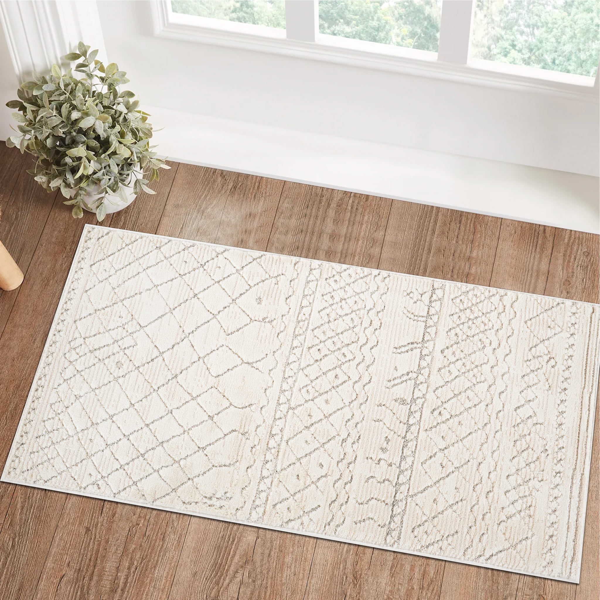 Rug Branch Astra Boho Indoor Area Rug, Beige Cream, Abstract - Living Room, Bedroom, Dining Room, and Kitchen