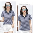 thumbnail image 4 of Stylish Women's T-Shirts with Collared V Neck Design Striped Pattern for Everyday Casual and Work Attire for Spring and Summer Seasons, 4 of 4