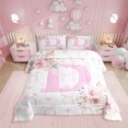 thumbnail image 1 of Erosebridal Ensembles de Literie Rose pour Filles avec Couette, Insert de Couette Lettre D Initiale, Décor de Dessin Animé, Réversible 3 Pcs, 1 of 8