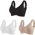 thumbnail image 1 of Women's Solid Four-Breasted Adjustable Wireless Bra, Floralshe Brasier, Seamless Full Coverage Ribbed Bralettes, 1 of 7