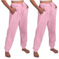 thumbnail image 2 of FAIWAD Womens Cinch Bottom Sweatpants 2PC High Waisted Drawstring Fleece Baggy Jogger Workout Trousers, 2 of 7