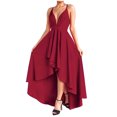 thumbnail image 1 of AherBiu Robe de Soirée pour Femmes à Bretelles Croisées, Dos Nu, Sans Manches, Col en V, à Volants, Fluide, Robe de Cocktail, 1 of 6