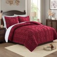 thumbnail image 1 of JML 2 Piece Tufted Comforter Set Twin,1 Comforter,1 Pillowcase, Geometric Design, Burgundy, 1 of 5