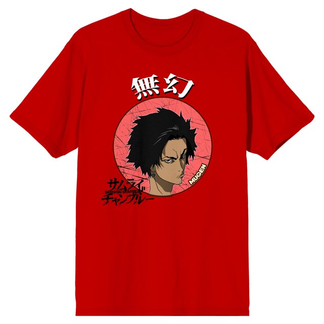 Samurai Champloo Mugen Head In Circle Men's Red T-Shirt-Small