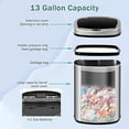 thumbnail image 5 of FDW 13 Gallon (50L) Automatic Sensor Garbage Can, Touchless Kitchen Trash Bin with Lid for Kitchen, Office & Bedroom Use, Stainless Steel, Silver, 5 of 5