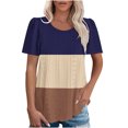 thumbnail image 1 of Plebaso Hauts pour Femmes Chemises à Œillets Manches Courtes T-Shirts Amples Col Rond Décontracté Blouses Tendance, 1 of 6