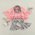 thumbnail image 2 of MesaSe Toddler Baby Girls Spring Princess Flare Pants Set O-Neck Ruffles Tops + Bell Bottom Pants Headband, 2 of 6