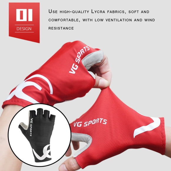 Baohd VG Sport Cycle Demi-Doigt Gants Gel Sports Bicyclette Course Gants de Bicyclette Route Guantes Gant Cyclisme Hommes Mi-Terme Femmes Noir G 1Ensemble