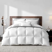 Highland Feather 800 Fill Power European White Down Duvet 700TC Pure Cotton Casing with Corner Ties NORMANDY Superb Fluffy and Durable, Summer, Double, 25 OZ