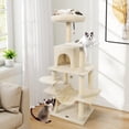thumbnail image 4 of Costway 58" Tall Multi-level Cat Tree with Upholstered Perch & Cat Condo, Comfy Hammock Beige, 4 of 10