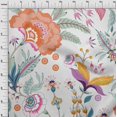 thumbnail image 4 of oneOone Georgette Viscose White Fabric Botanical Floral Craft Projects Decor Fabric Printed By The Yard 42 Inch Wide, 4 of 4
