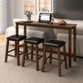 thumbnail image 4 of Gymax 4-Piece Bar Table Set w/ Power Outlet Counter-Height Table & 3 Bar Stools, 4 of 10