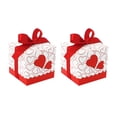 thumbnail image 4 of 50pcs Hearts Design Candy Boxes Square Chocolate Boxes Gift Container with Ribbon for Wedding (Red), 4 of 8
