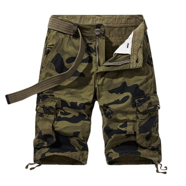 Pisexur Men's Cargo Shorts Relaxed Fit Camo Short Outdoor Multi-Pocket Cotton Work Casual Shorts with No Belt