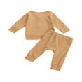 thumbnail image 3 of 2Pcs Toddler Outfits  Solid-Color Long-Sleeves Top + Elastic-Waist Pants MHXX, 3 of 6