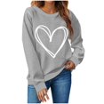 thumbnail image 2 of Chemise de Saint-Valentin pour Femmes 2024 Col Rond Chemises Décontractées Cœur d'Amour Graphiques Tees Manches Longues Amples Pull Tops Mode Vacances T-Shirt, 2 of 4