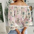 thumbnail image 4 of Ccdes Off Shoulder Top, Elegant Floral Print Blouse Loose Stylish Polyester For Office Work For Outdoor Activity, 4 of 5